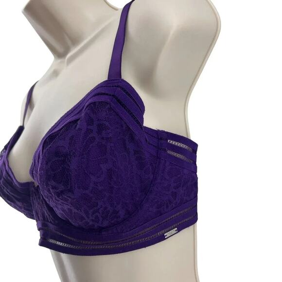 Victoria's Secret PINK Allover Lace Unlined Bra Purple 34DD - Picture 2 of 7